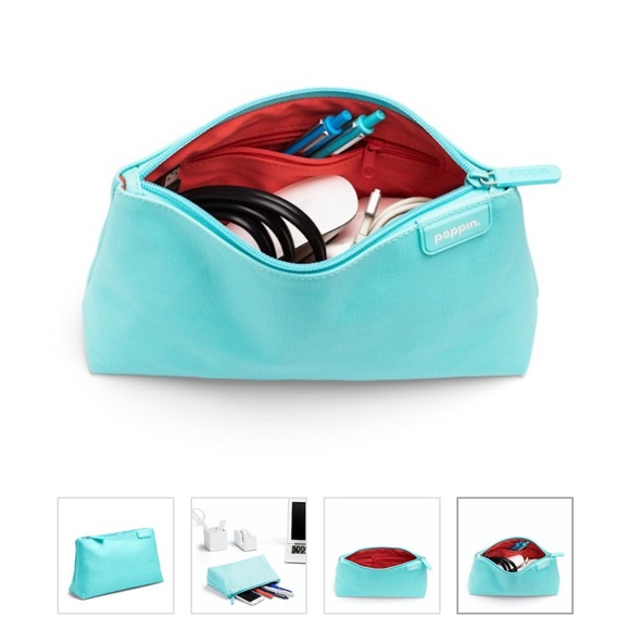 Aqua + Coral Medium Accessory Pouch - Picture 4 of 5